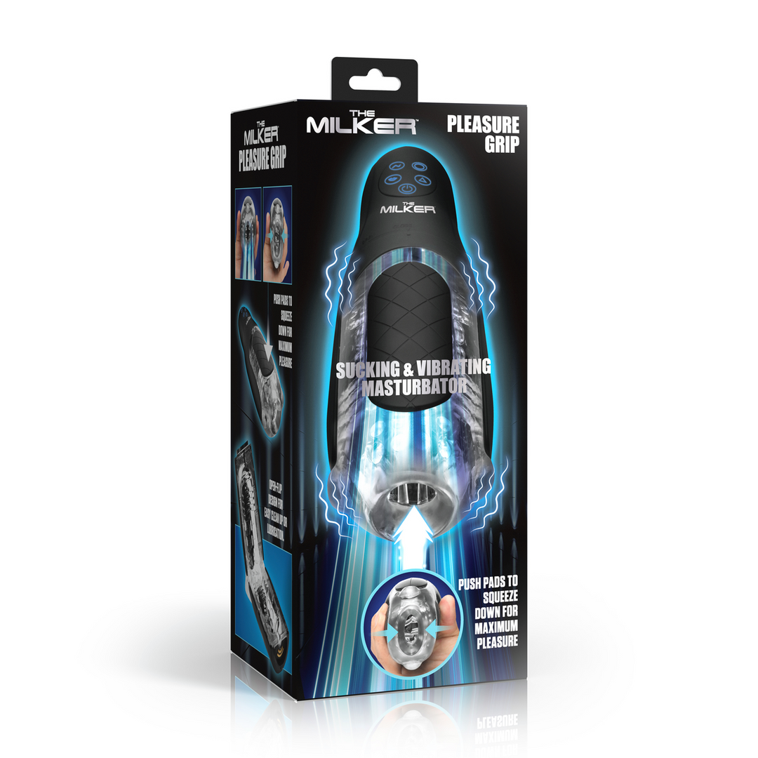 Masturbator Milker Pleasure Grip saugend und vibrierend Schwarz/Durchsichtig 15,2 x Ø 8,4 cm