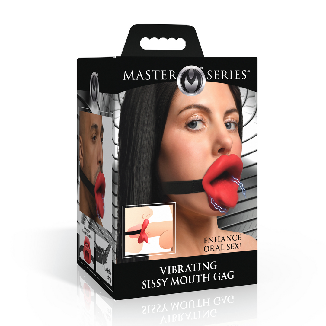 Mundknebel Sissy vibrierend Schwarz/Rot 12,2 cm