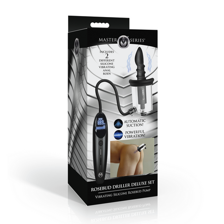Vibrator-Set Rosebud Driller Deluxe mit Pumpe Silikon Schwarz/Durchsichtig 12 x Ø 5 cm