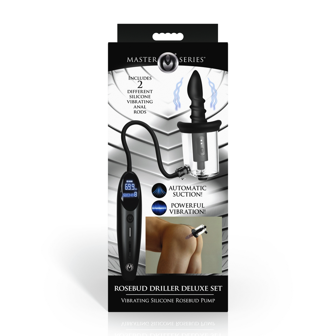 Vibrator-Set Rosebud Driller Deluxe mit Pumpe Silikon Schwarz/Durchsichtig 12 x Ø 5 cm