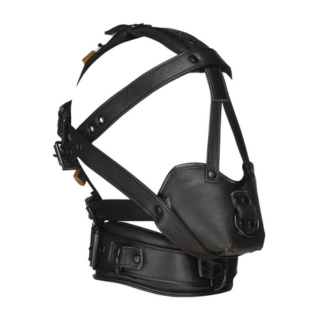 Kopf-Harness Leder mit Maulkorb Schwarz