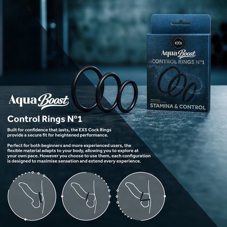 Penisringe EXS AquaBoost Control Rings 3er-Set Schwarz – Ansicht 6