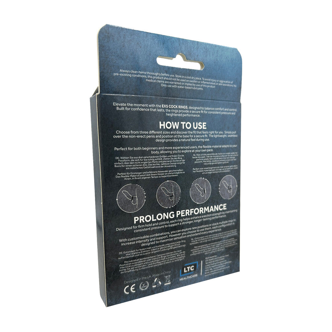 Penisringe EXS AquaBoost Control Rings 3er-Set Schwarz – Ansicht 3
