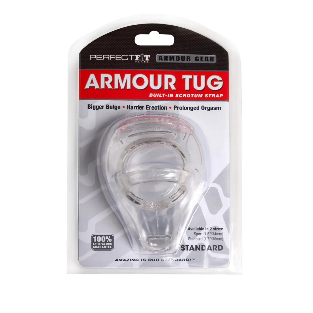 Penisring Armor Tug mit Hodenriemen Durchsichtig 9,6 x Ø 4,5 cm