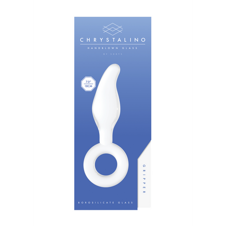 Glasdildo Gripper mit Ring Weiß 11,7 x Ø 3,7 cm