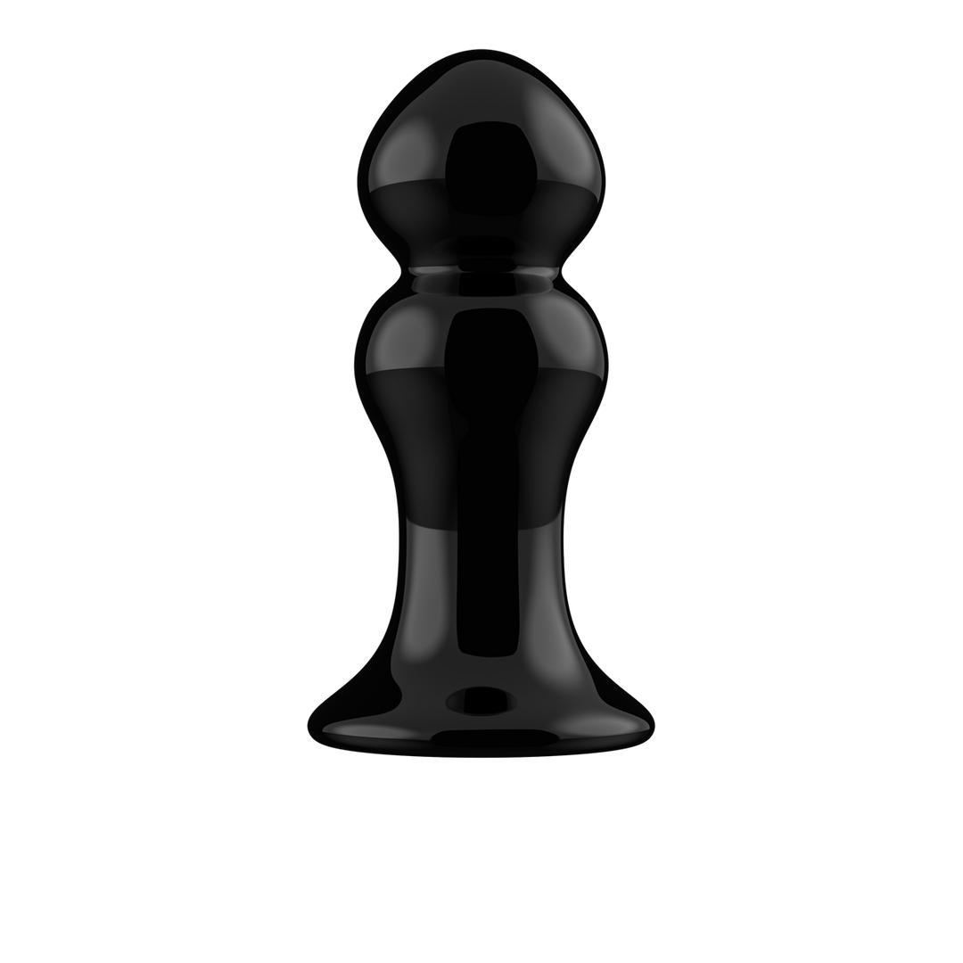 Analplug Rimly Glas vibrierend mit Saugfuß Schwarz 9,4 x Ø 3,9 cm