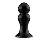 Analplug Rimly Glas vibrierend mit Saugfuß Schwarz 9,4 x Ø 3,9 cm