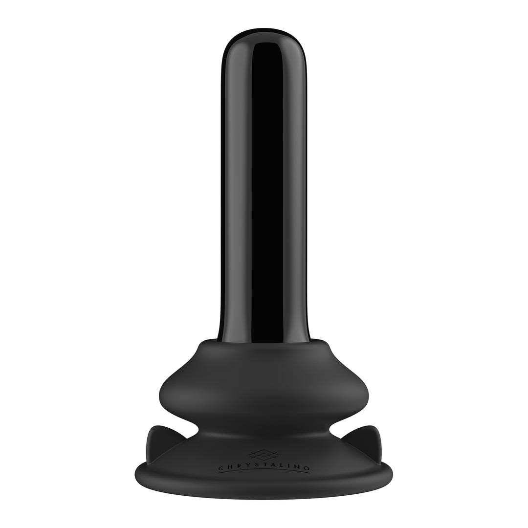 Vibrator Thumby Glas glatt mit Saugfuß Schwarz 9,3 x Ø 2,7 cm