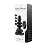 Vibrator Ribbly Glas gerippt mit Saugfuß Schwarz 10 x Ø 4 cm
