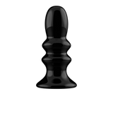 Vibrator Ribbly Glas gerippt mit Saugfuß Schwarz 10 x Ø 4 cm