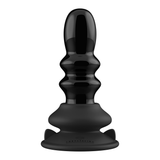 Vibrator Ribbly Glas gerippt mit Saugfuß Schwarz 10 x Ø 4 cm
