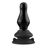 Analplug Missy Glas vibrierend mit Saugfuß Schwarz 9,9 x Ø 4,3 cm