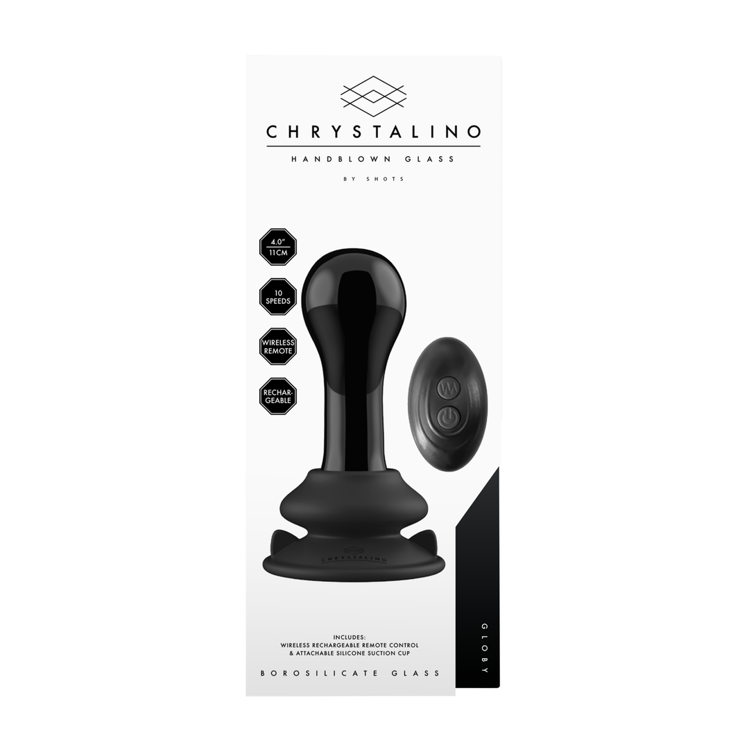 Vibrator Globy Glas mit Saugfuß Schwarz 9,4 x Ø 4,4 cm