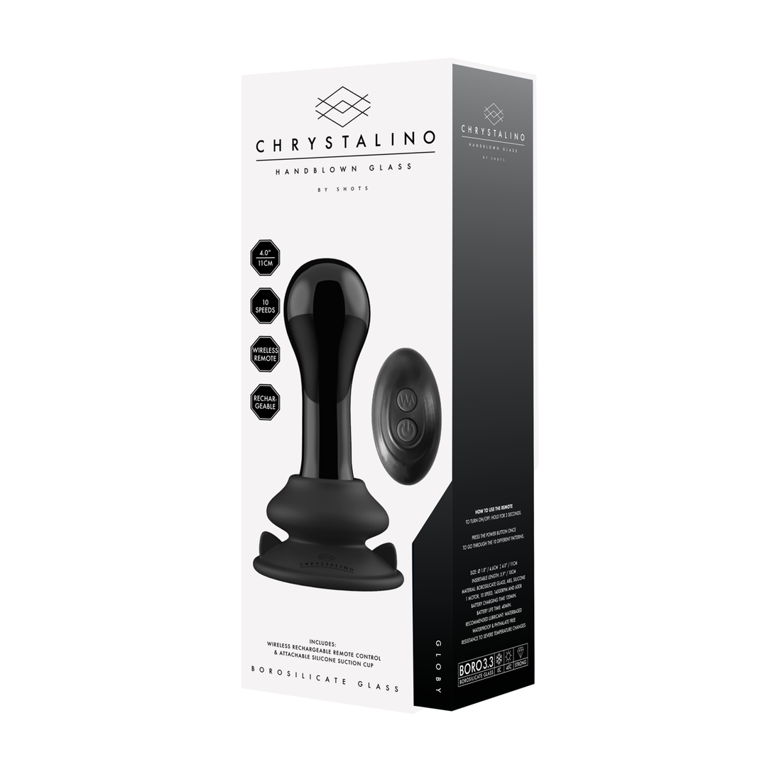 Vibrator Globy Glas mit Saugfuß Schwarz 9,4 x Ø 4,4 cm