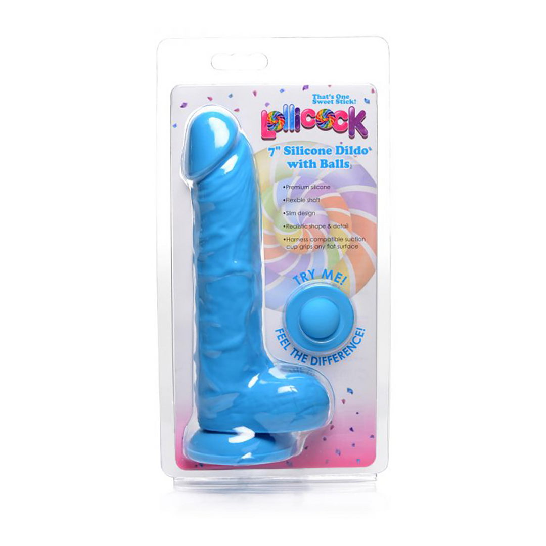 Dildo Silikon mit Hoden Blau 14,6 cm