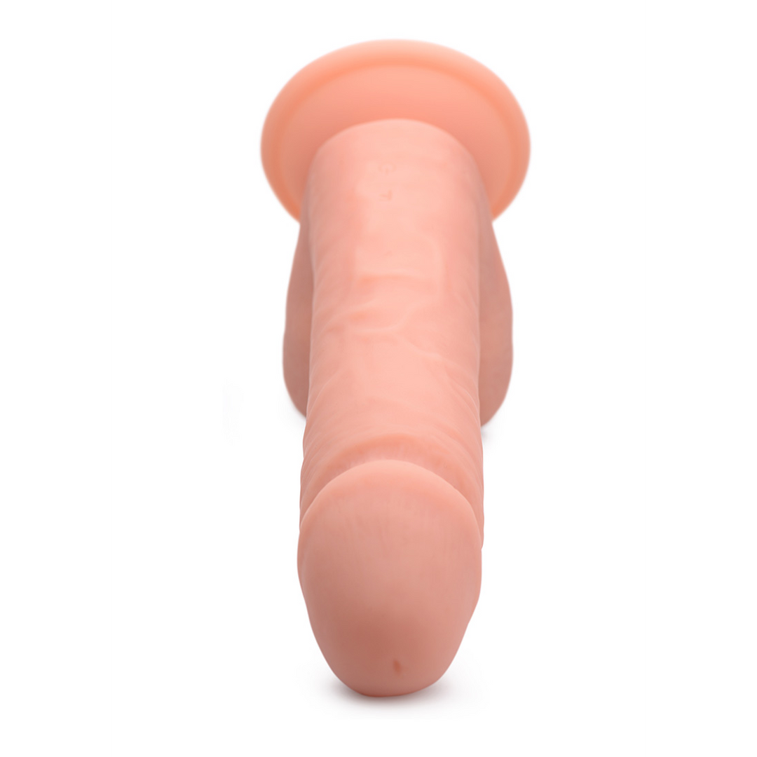 Dildo vibrierend Silikon mit Hoden und Fernbedienung Hautfarbe 17,8 cm