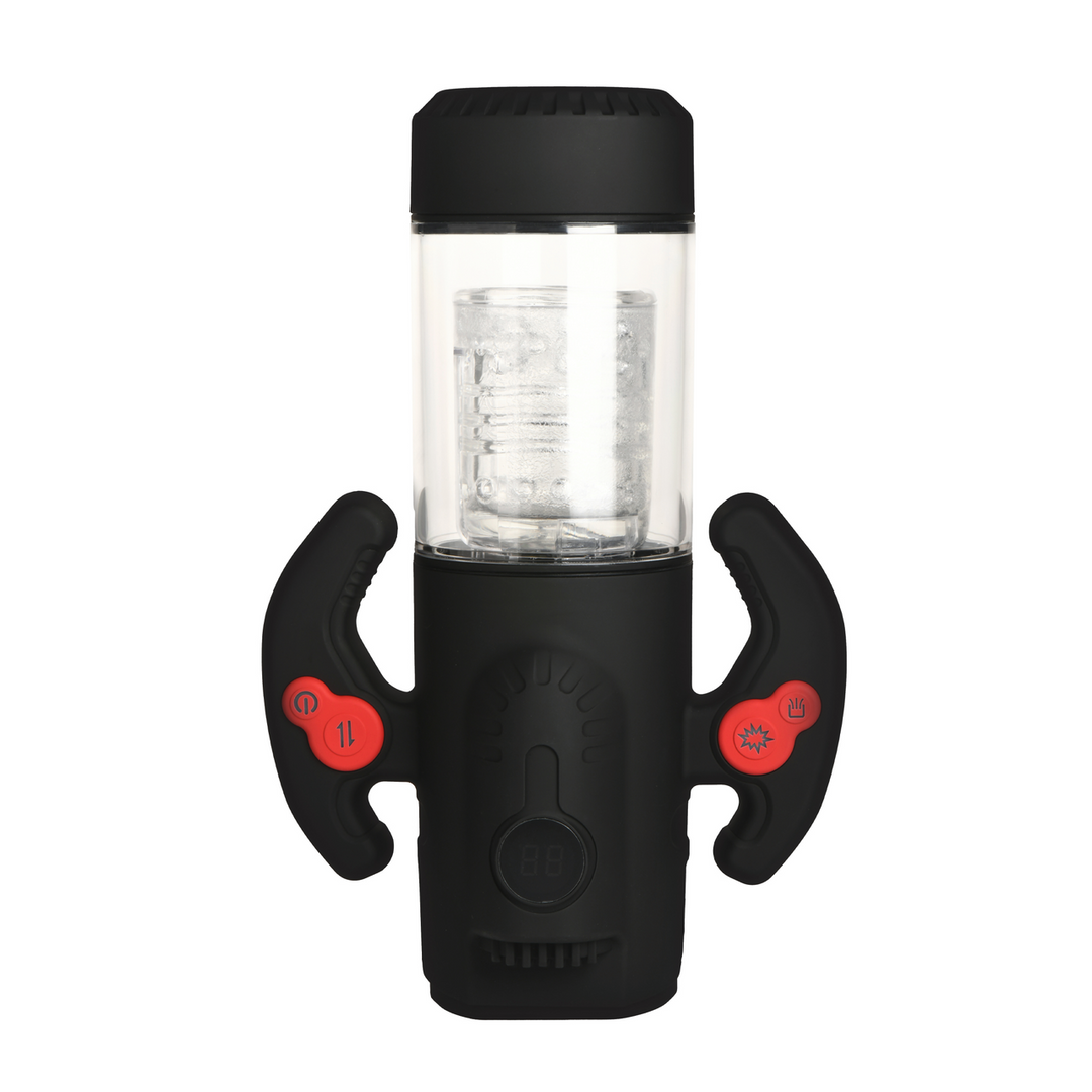 Masturbator Turbo Max rotierend, stoßend und saugend Schwarz/Rot 14,5 x Ø 8,4 cm