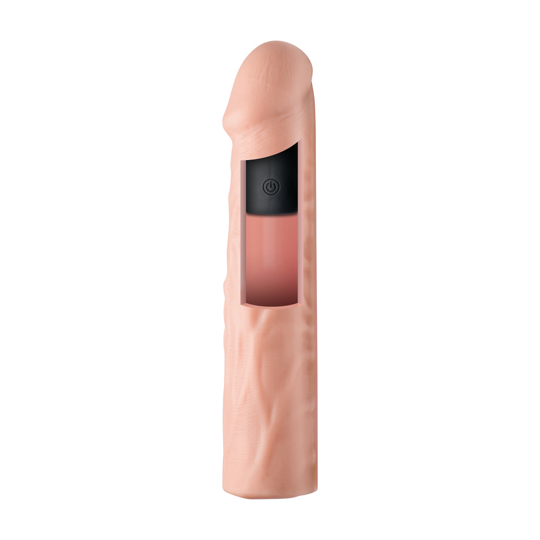 Penishülle Enhancer vibrierend mit Fernbedienung Hautfarbe 18,8 x Ø 4,6 cm