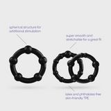 Penisring-Set Triple Bead Schwarz 6,5 x Ø 2,5 cm
