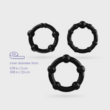 Penisring-Set Triple Bead Schwarz 6,5 x Ø 2,5 cm