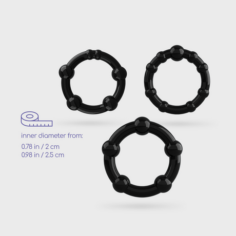 Penisring-Set Triple Bead Schwarz 6,5 x Ø 2,5 cm