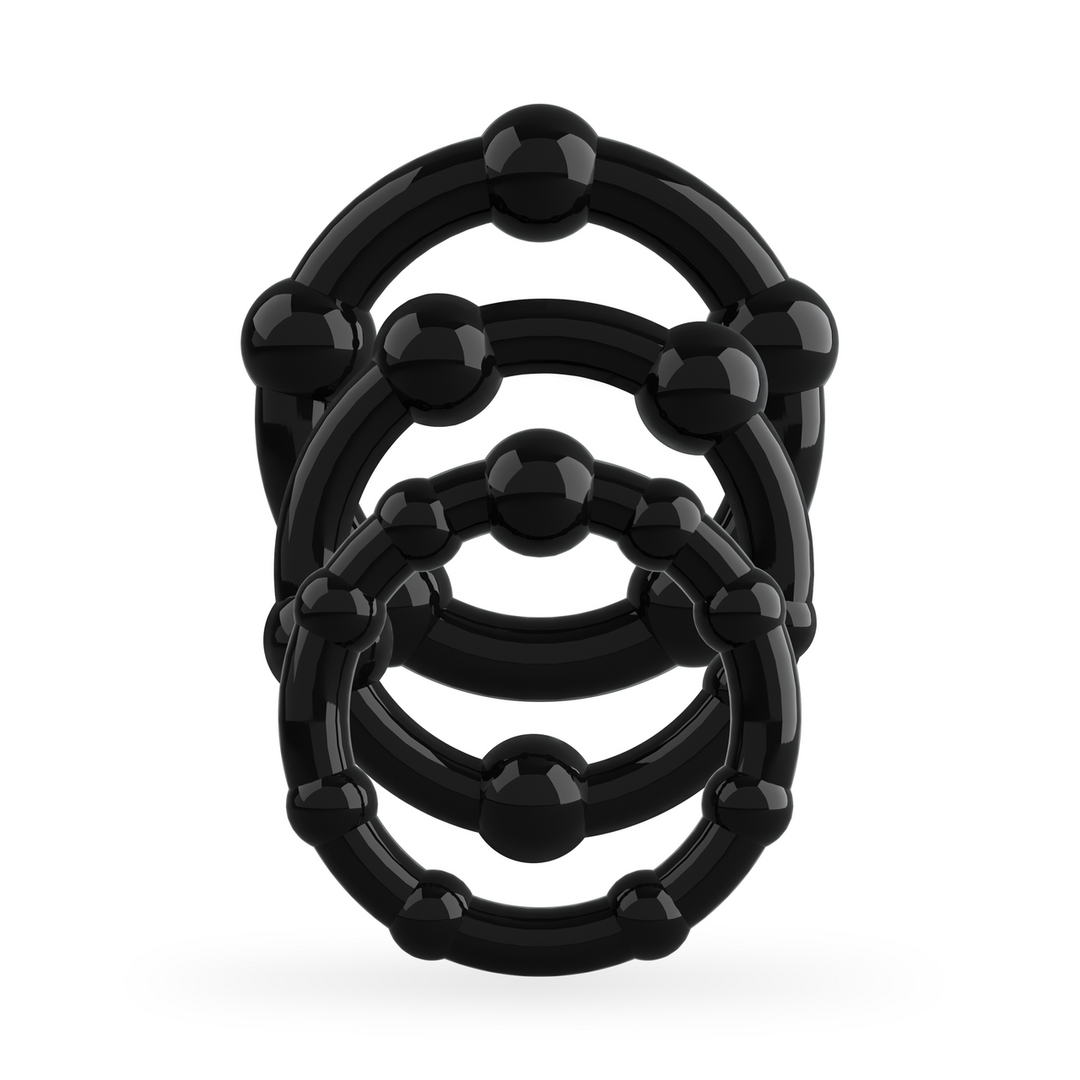 Penisring-Set Triple Bead Schwarz 6,5 x Ø 2,5 cm