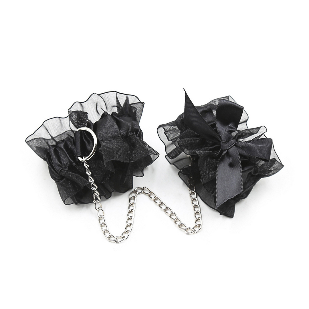 Bondage-Set Lace Me Up mit Spitze Schwarz 11,5 cm
