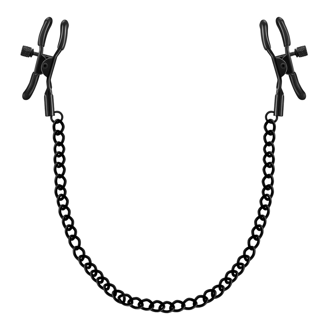 Nippelklemmen mit Kette Schwarz 7 x Ø 1 cm