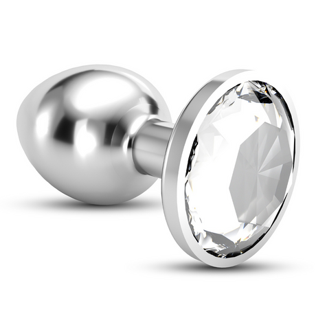 Analplug Bijou mit Schmuckstein Silber/Durchsichtig 7 x Ø 3,3 cm