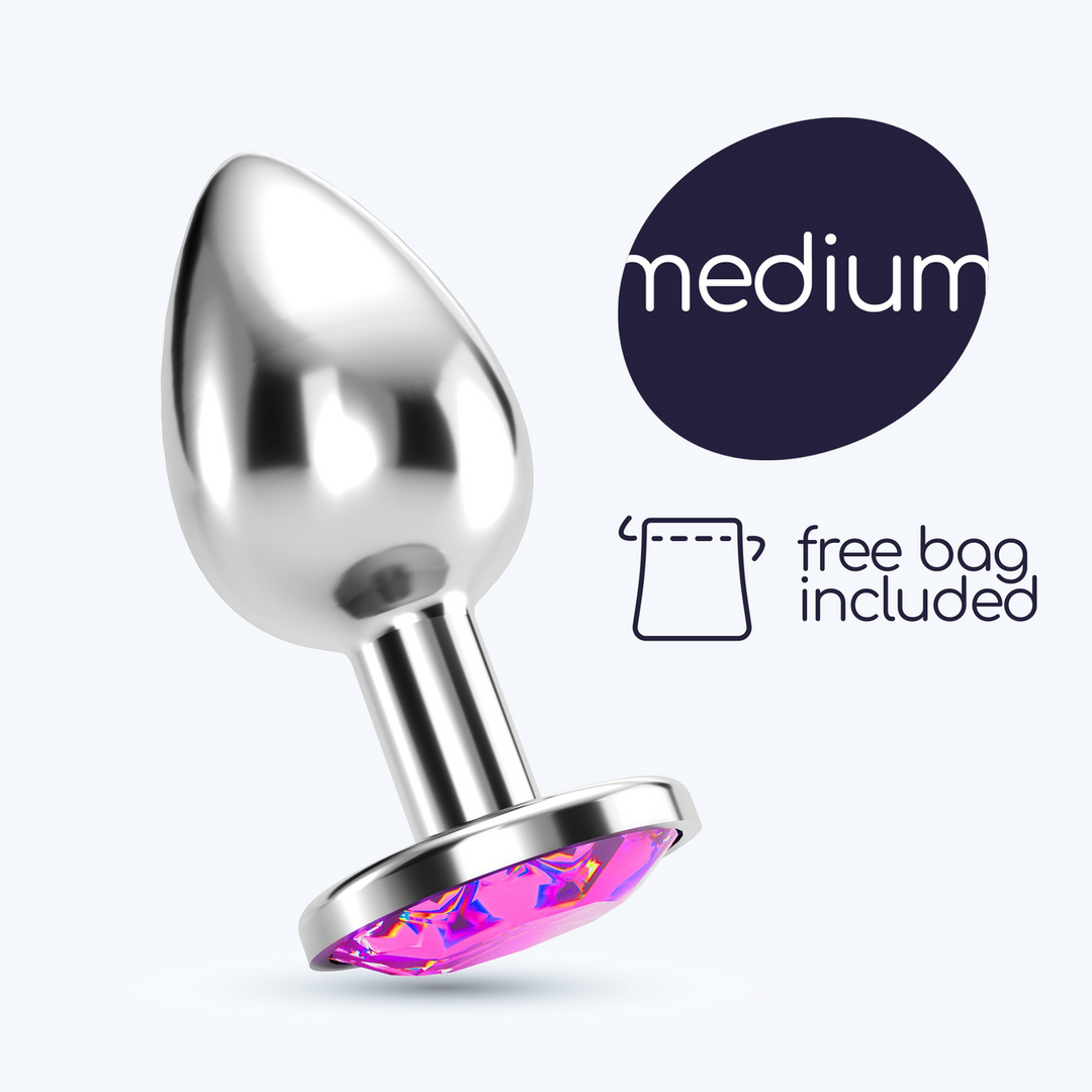 Analplug Bijou mit Schmuckstein Pink/Silber 7 x Ø 3,3 cm