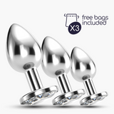 Anal-Set Bijou Train Trio 3 Schmuck-Plugs Silber/Durchsichtig 8,5 cm