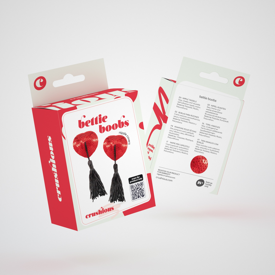 Nippel-Tasseln Bettie Boobs Schwarz/Rot 7 cm