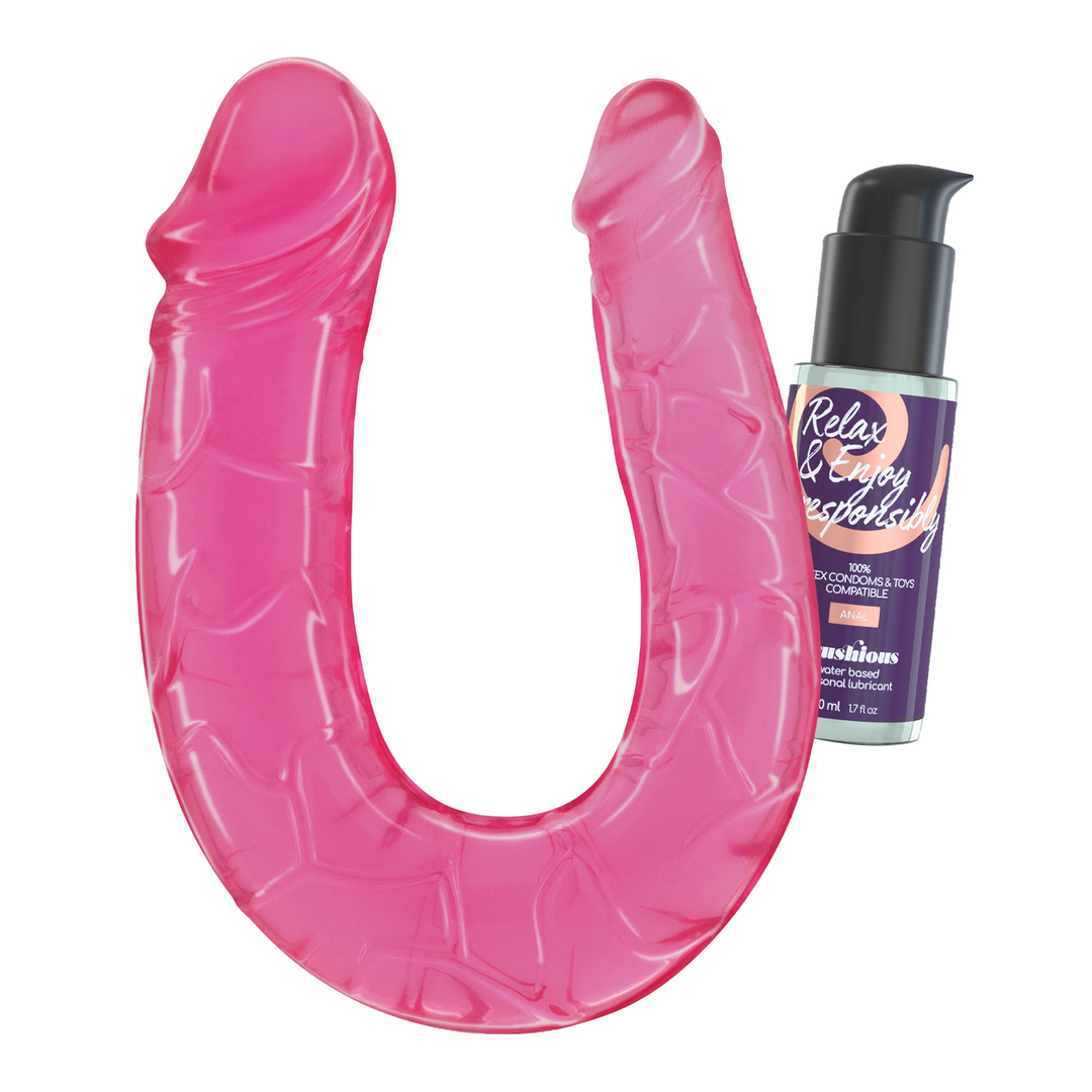 Doppeldildo Deep Diver mit Anal-Gleitgel Pink 10,5 x Ø 3,2 cm