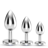 Anal-Set Bijou Train Trio 3 Schmuck-Plugs Silber/Durchsichtig 8,5 cm