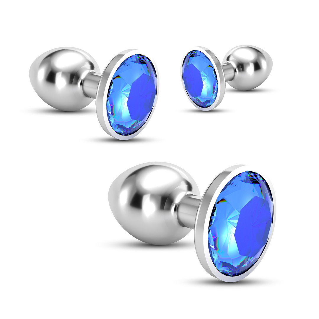 Anal-Set Bijou Train Trio 3 Schmuck-Plugs Silber/Durchsichtig 8,5 cm