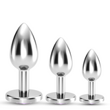 Anal-Set Bijou Wet Train Trio 3 Schmuck-Plugs Silber/Durchsichtig 8,5 cm