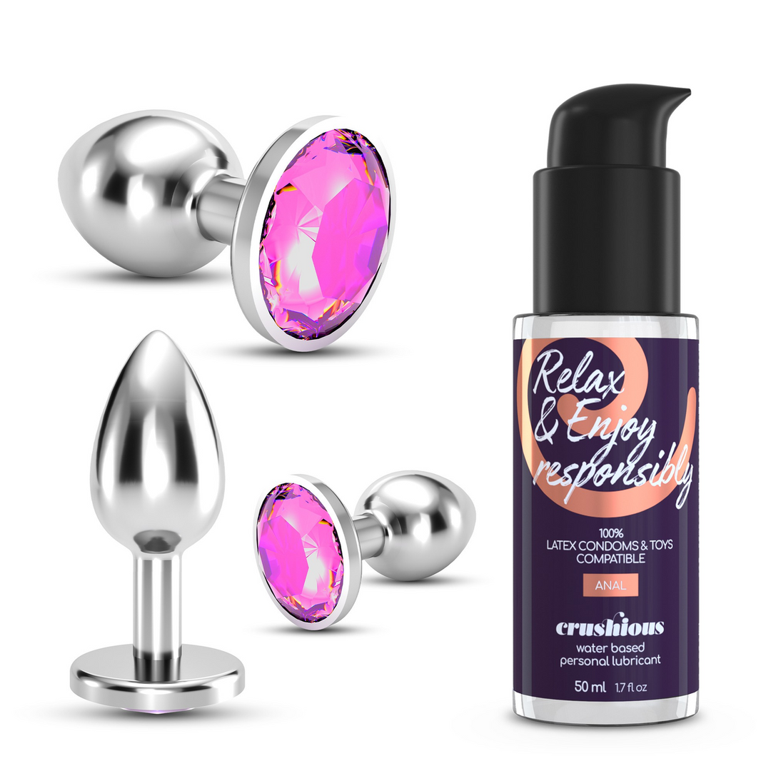 Anal-Set Bijou Wet Train Trio 3 Schmuck-Plugs Silber/Durchsichtig 8,5 cm