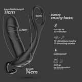 Prostata-Vibrator Magoo mit Stoßfunktion Penisring und Fernbedienung Schwarz 14 cm