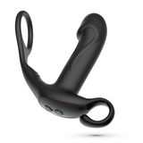Prostata-Vibrator Magoo mit Stoßfunktion Penisring und Fernbedienung Schwarz 14 cm
