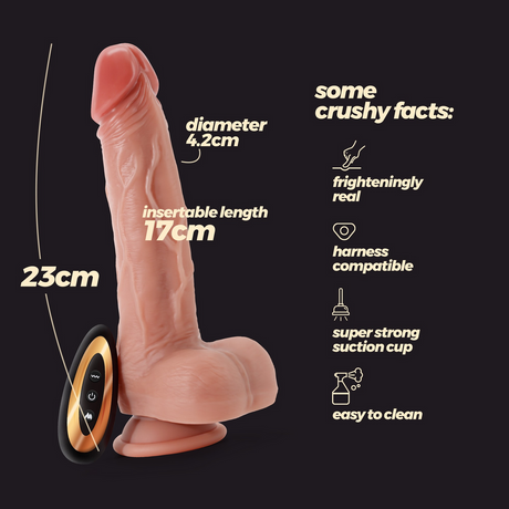 Vibrator Inviktus mit Stoß-, Rotations- und Wärmefunktion Hautfarbe 17 x Ø 4,2 cm