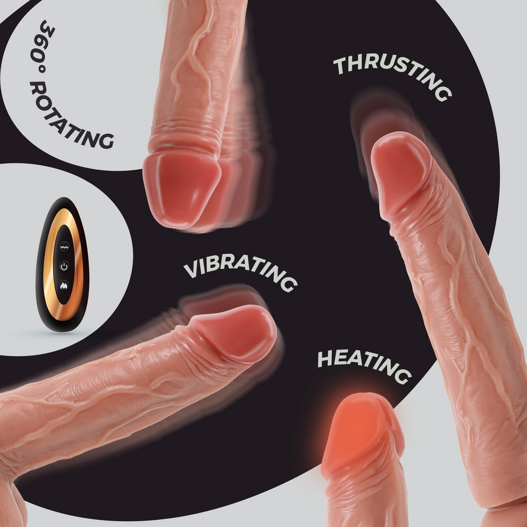 Vibrator Inviktus mit Stoß-, Rotations- und Wärmefunktion Hautfarbe 17 x Ø 4,2 cm