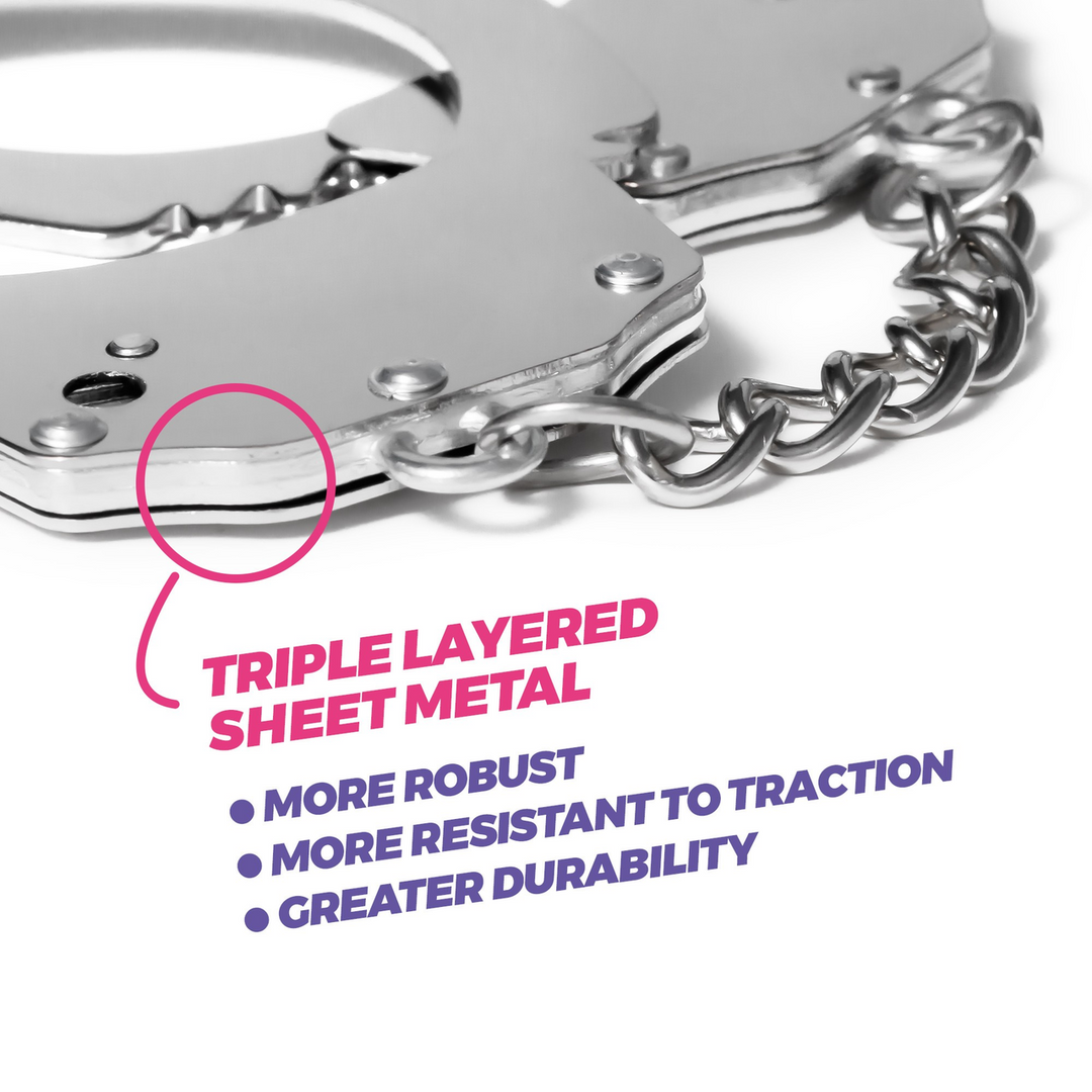 Handschellen Spangle Metall mit Plüsch Pink