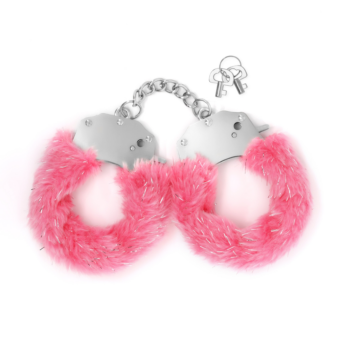 Handschellen Spangle Metall mit Plüsch Pink
