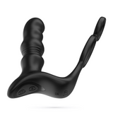 Prostata-Vibrator Crixus mit Hodenriemen und Penisring Schwarz 12 cm