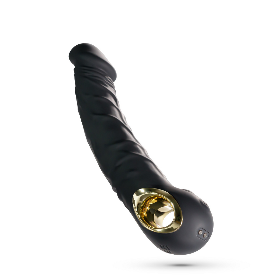 Realistischer Dildo Magnus Bend flexibel mit Vibration Schwarz 16,5 x Ø 3,6 cm