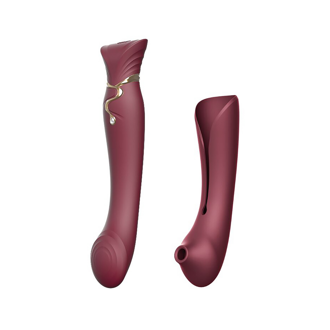 G-Punkt-Vibrator Queen mit Luftdruckstimulator Rot 11,5 x Ø 3,5 cm
