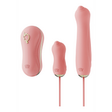 Saug-Vibrator mit Pumpe und Aufsätzen Pink 15 cm
