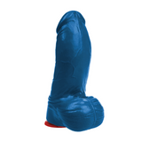 Realistischer Dildo Thor L gebogen mit Hoden Blau 18 x Ø 8 cm