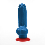 Realistischer Dildo Tyr S mit Hoden Blau 10,5 x Ø 4 cm