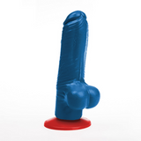 Realistischer Dildo Tyr S mit Hoden Blau 10,5 x Ø 4 cm